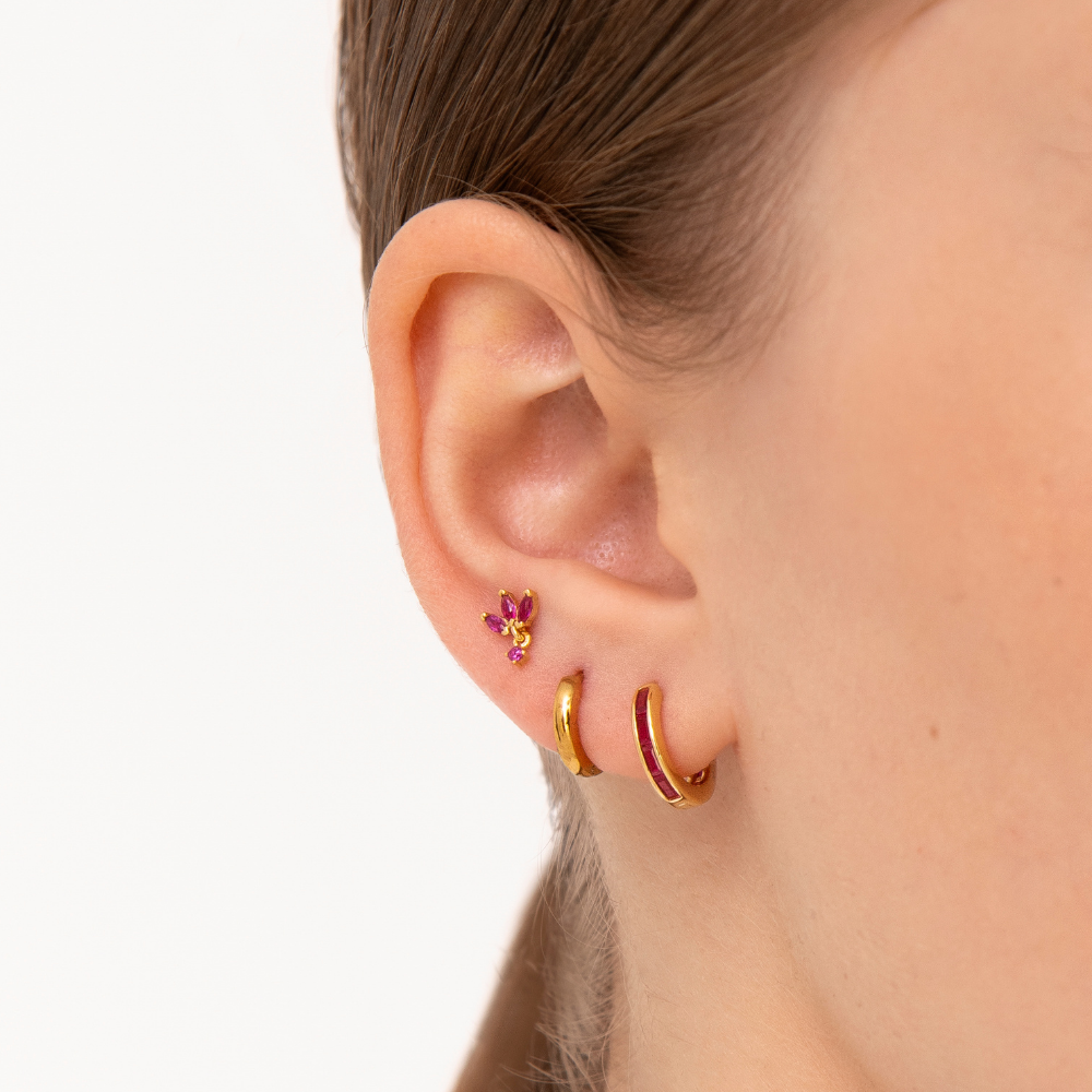 Women’s Hoop Earrings With Baguette-Shaped Stone Accents and Sleek Design
