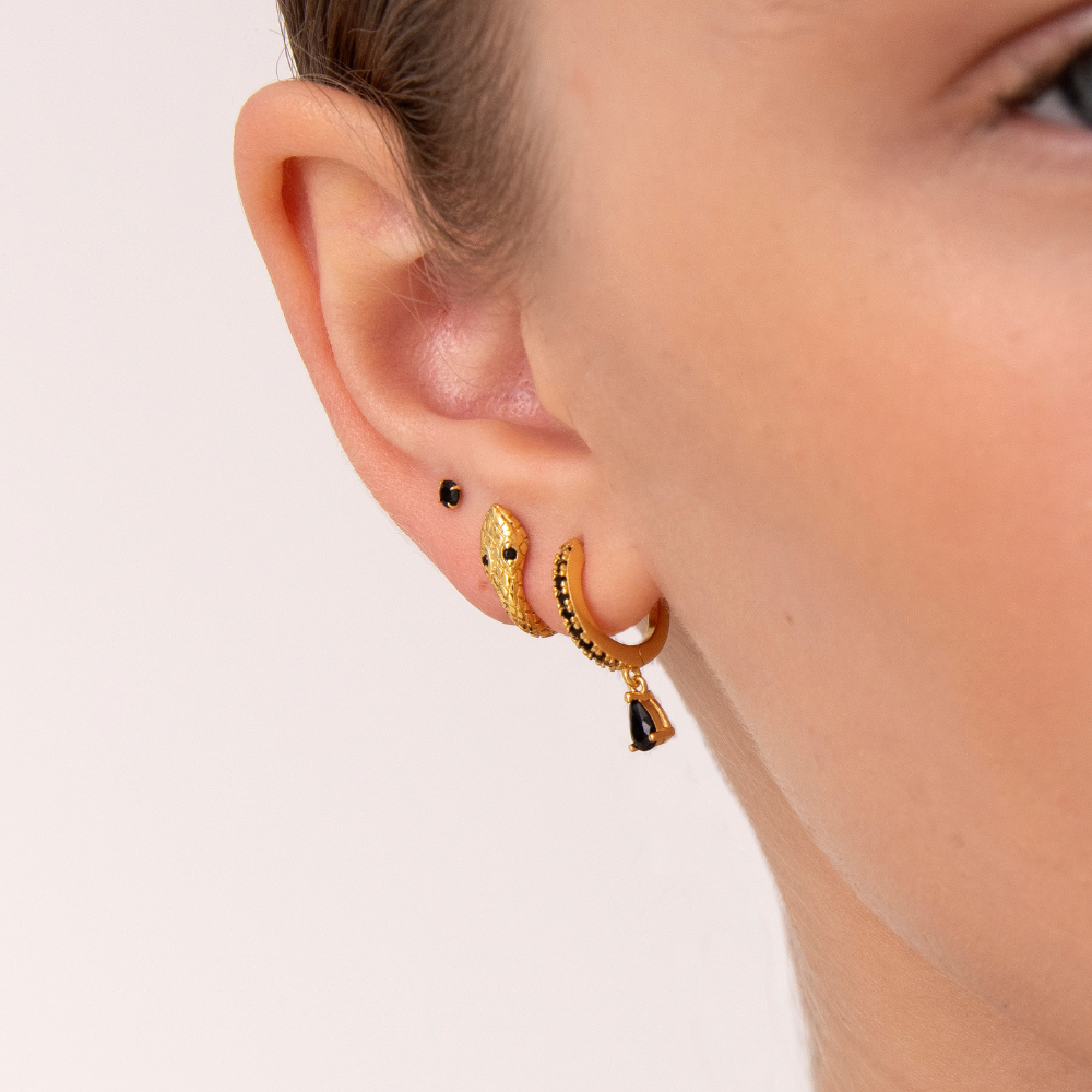Women’s Snake Hoop Earrings with Detailed Scale Design and Eye Features