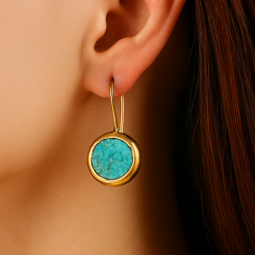 Maia – Gold earrings with turquoise stone