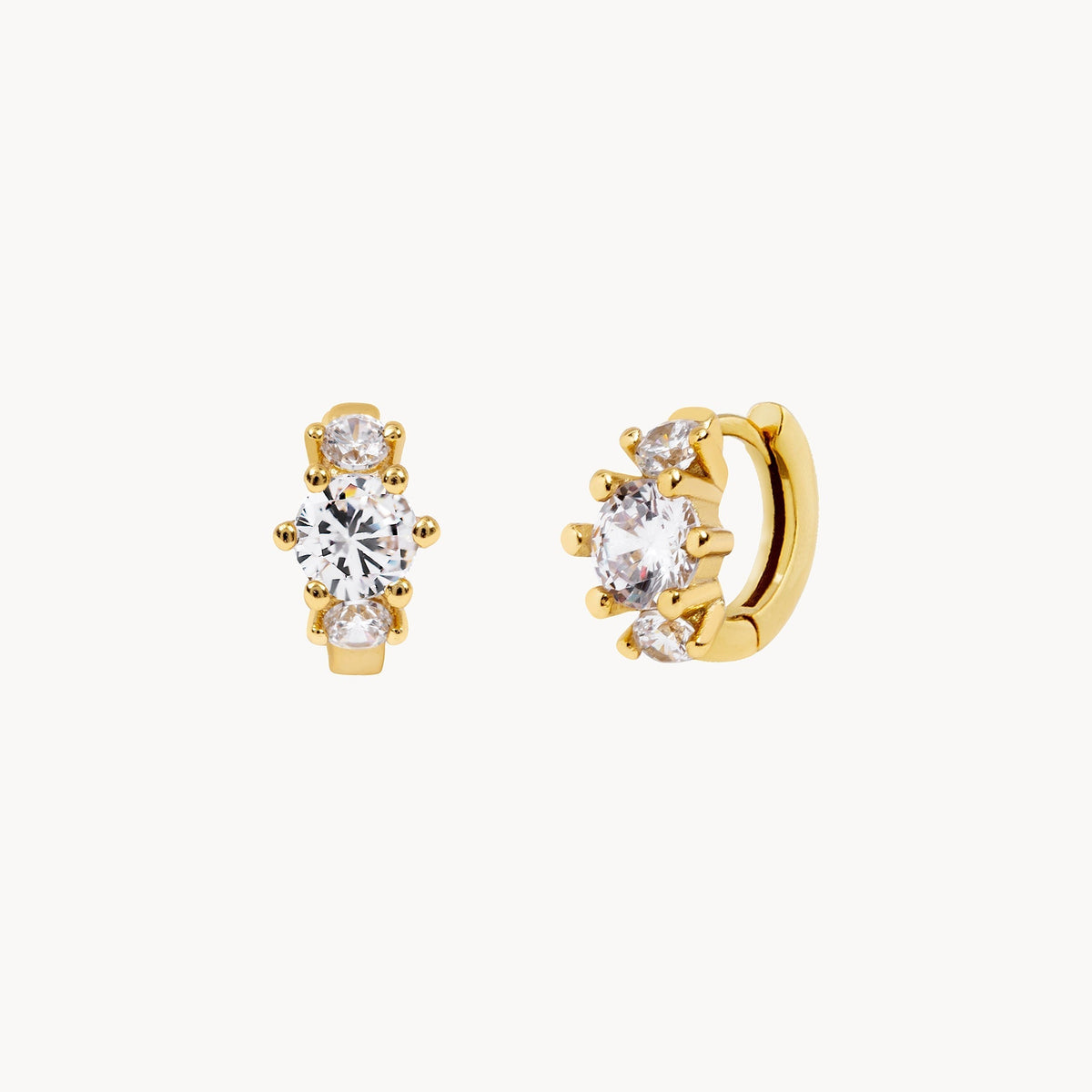 Women’s Small Hoops with Three Round Stone Accents