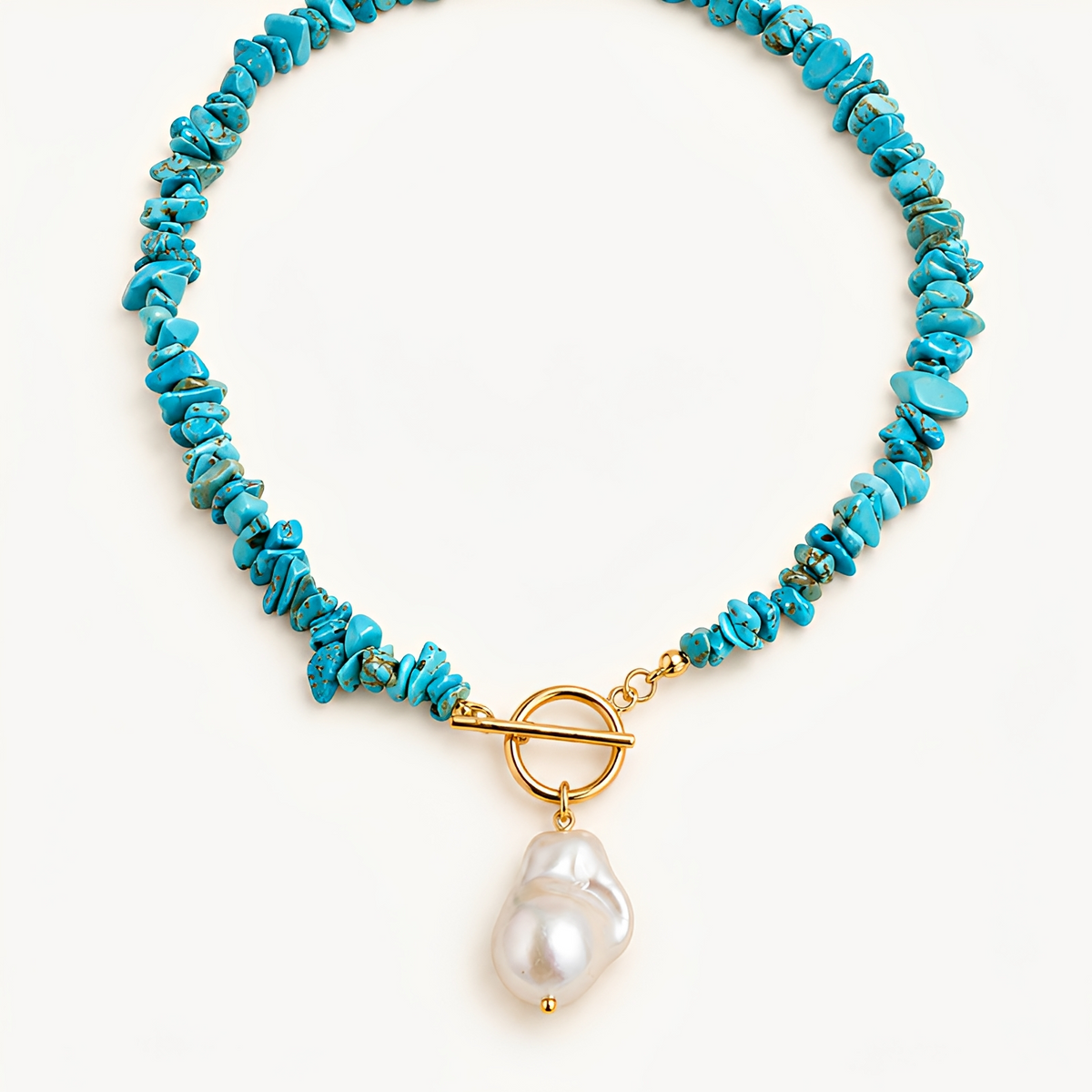 Dione – Refined pearl and turquoise necklace