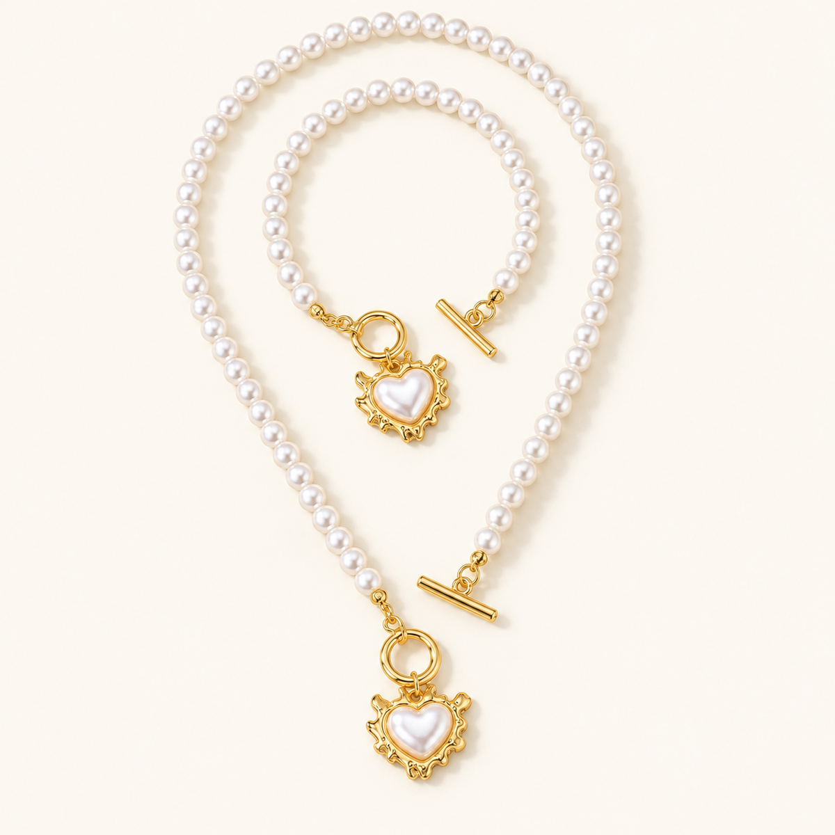 Lara – Set of Necklace and Bracelet with Heart Beads