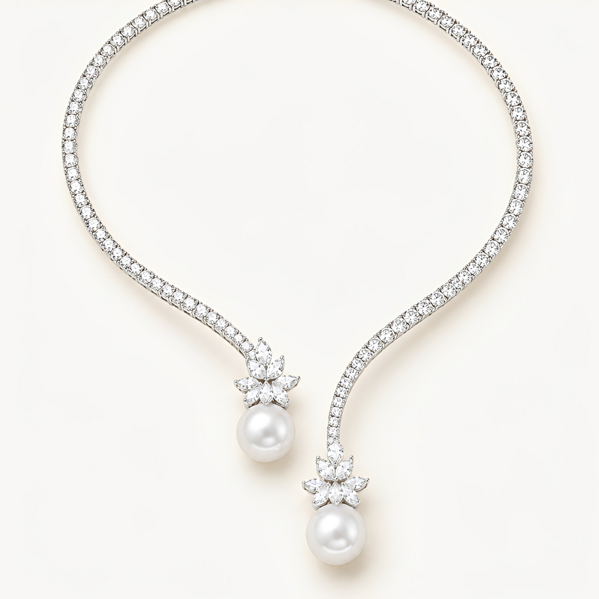 Lyra – Shiny sterling silver necklace with pearls