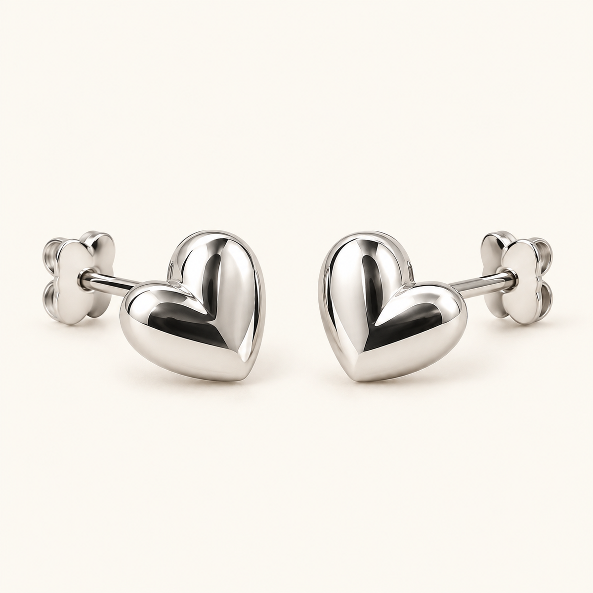 Mini Heart Earrings in Sterling Silver