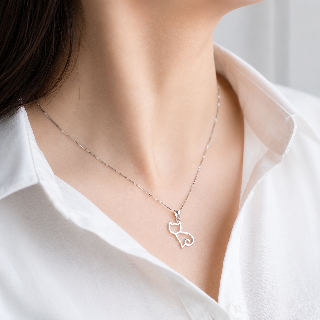 Cute cat necklace - Hollow necklace