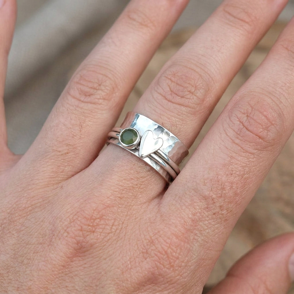 Maely – Retro style heart ring silver