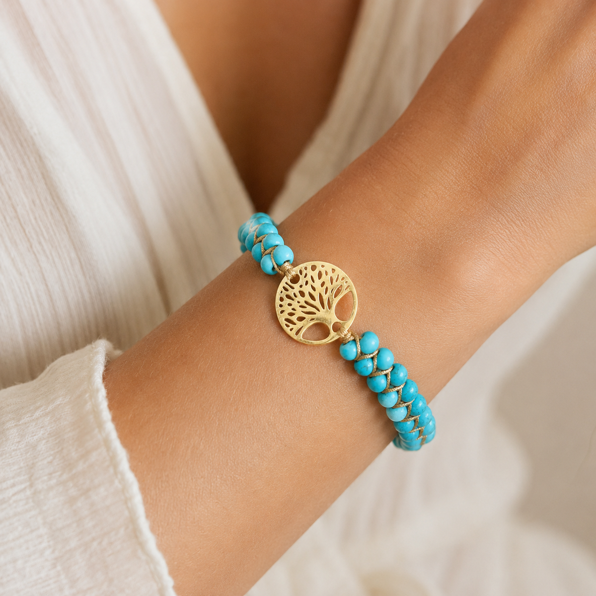 Arboréa – Handmade tree of life bracelet with turquoise