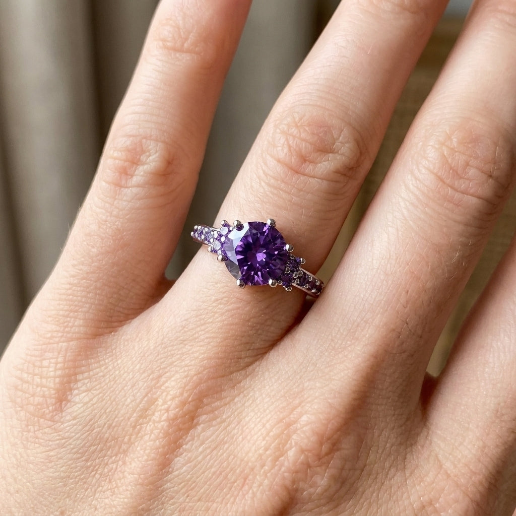 Coralie – Violet amethyst ring