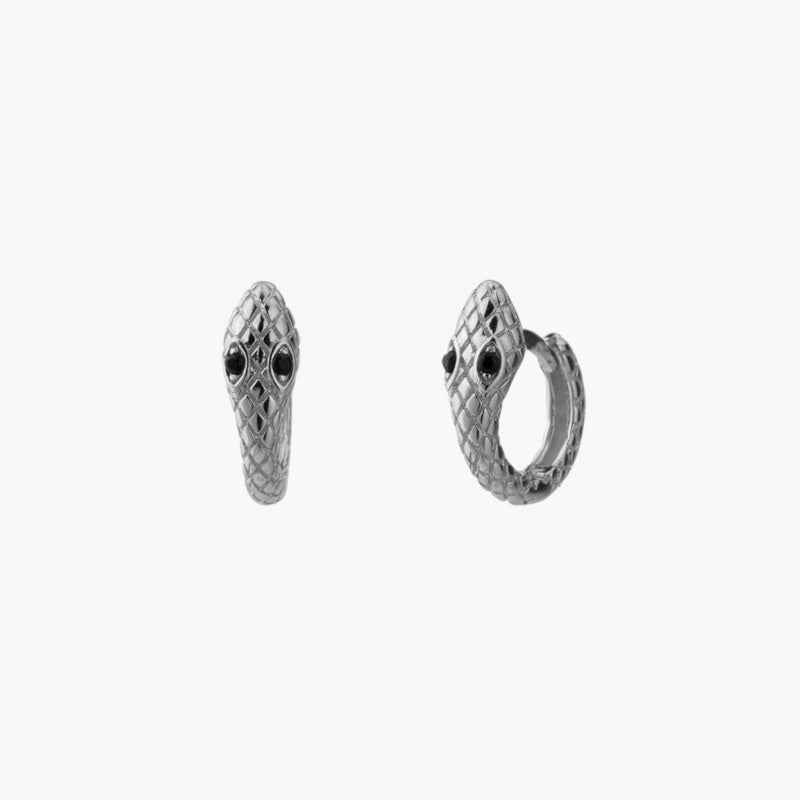 Women’s Snake Hoop Earrings with Detailed Scale Design and Eye Features
