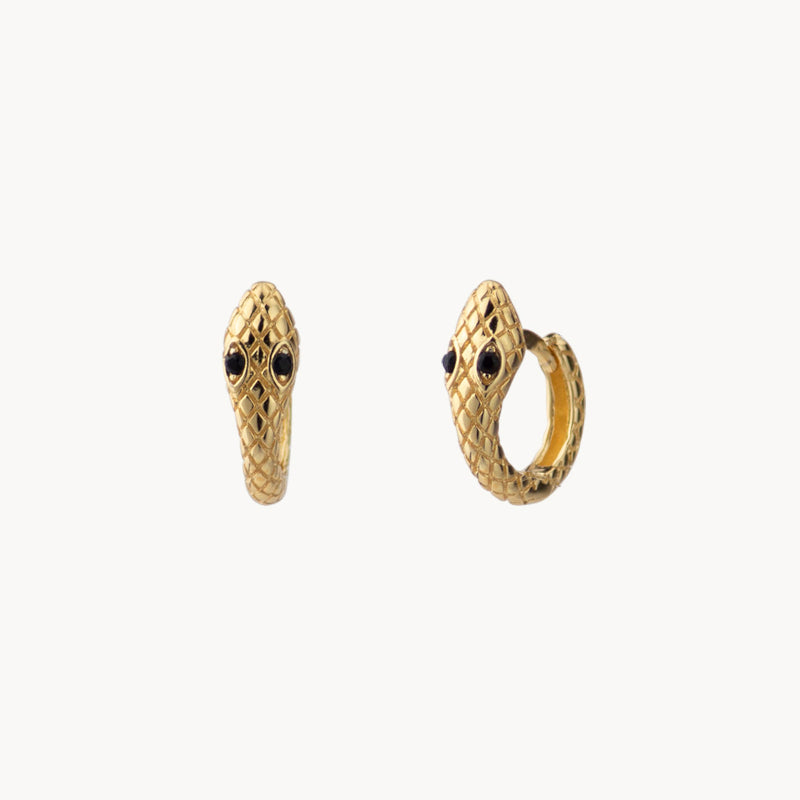 Women’s Snake Hoop Earrings with Detailed Scale Design and Eye Features