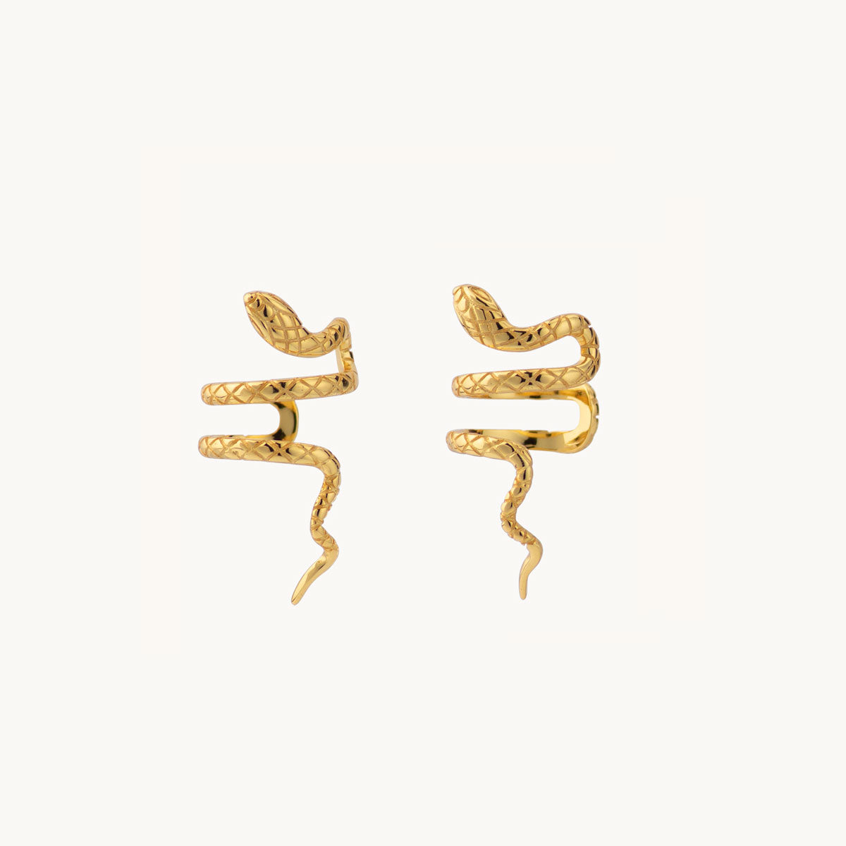 Women's Snake Ear Cuff with Twisted Design and Engraved Scale Features