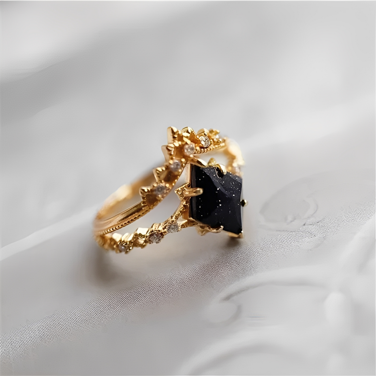 Nerisa – Dark night obsidian ring