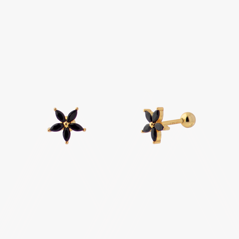 Women’s Flower Piercing Featuring Five Petals and Screw Ball Closure