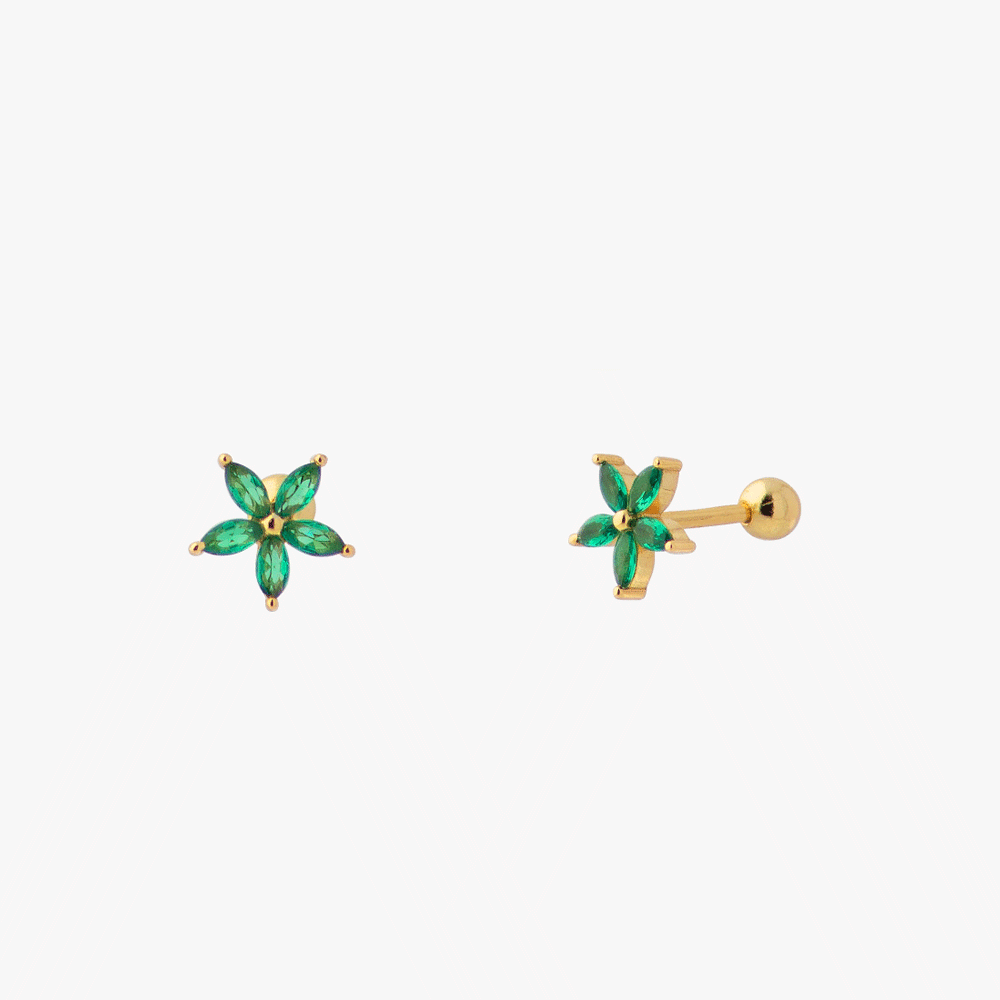 Women’s Flower Piercing Featuring Five Petals and Screw Ball Closure