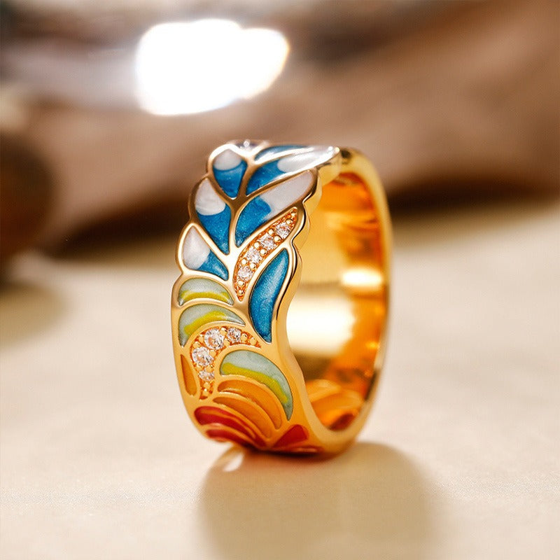 Isolde – Ring with hand-painted flowers