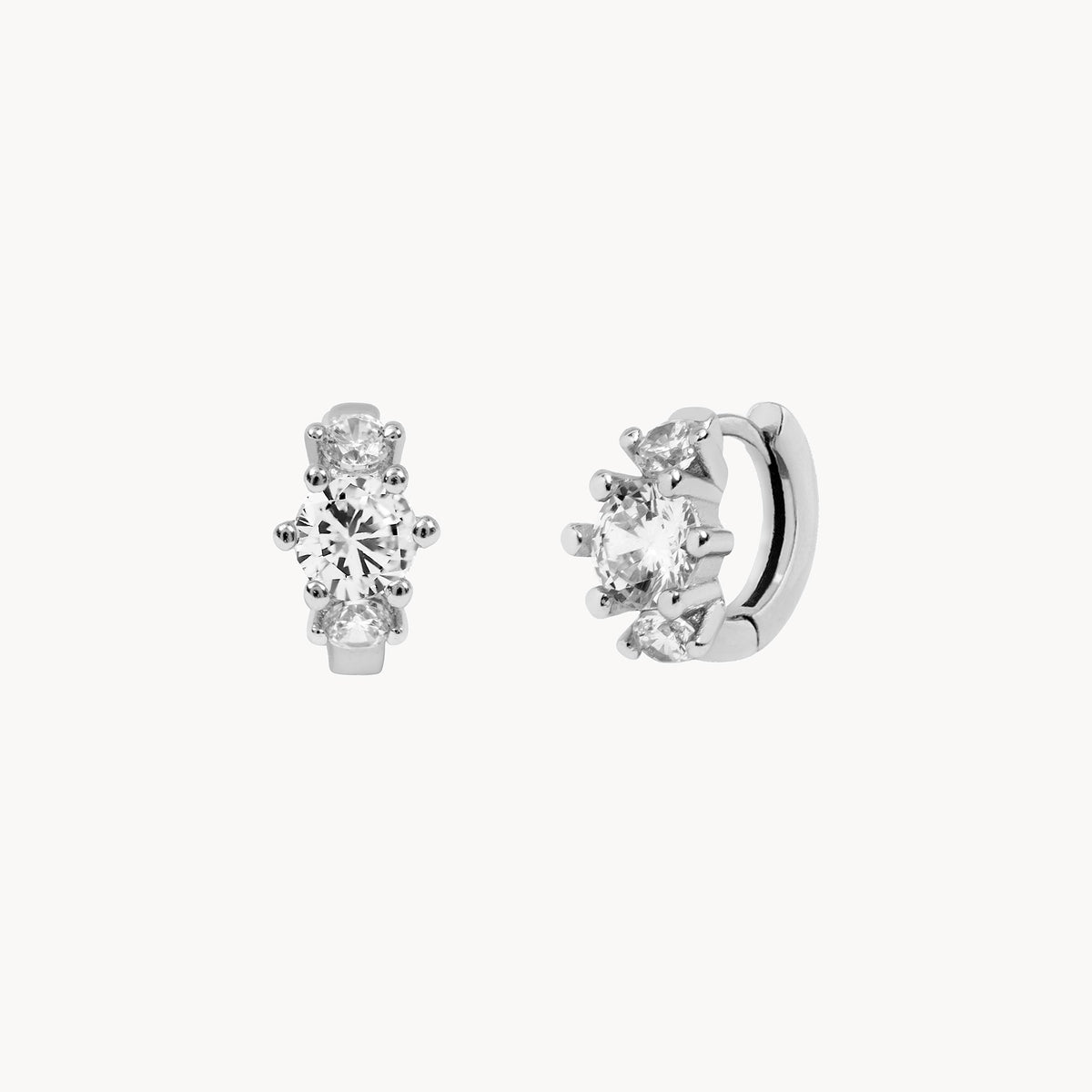 Women’s Small Hoops with Three Round Stone Accents