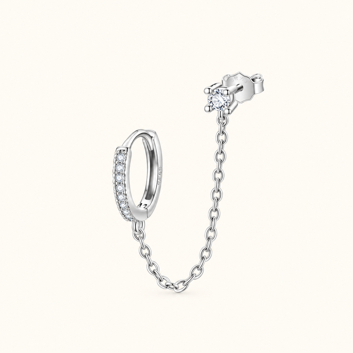 Women's Hoop Earring with Chain and Dangle Detail