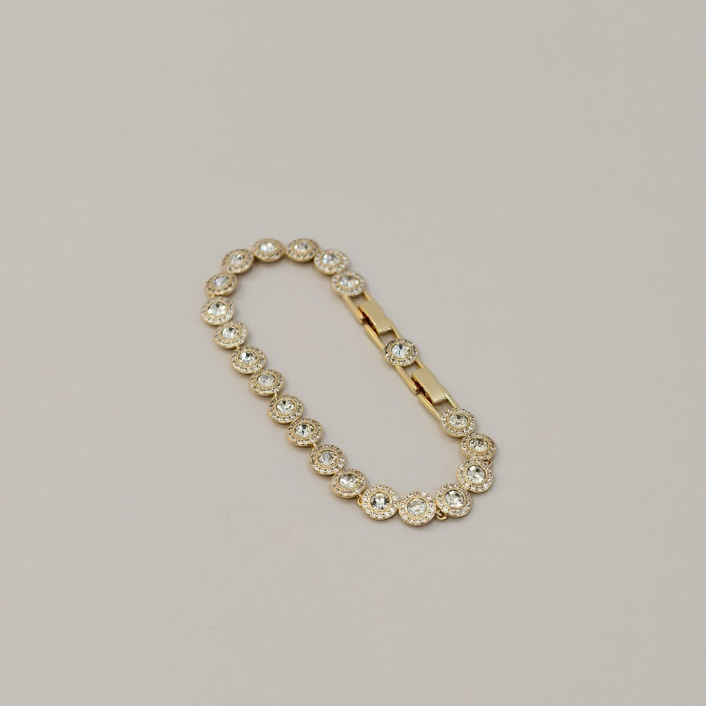 Victoria – Necklace and Bracelet with a Shiny Round Button