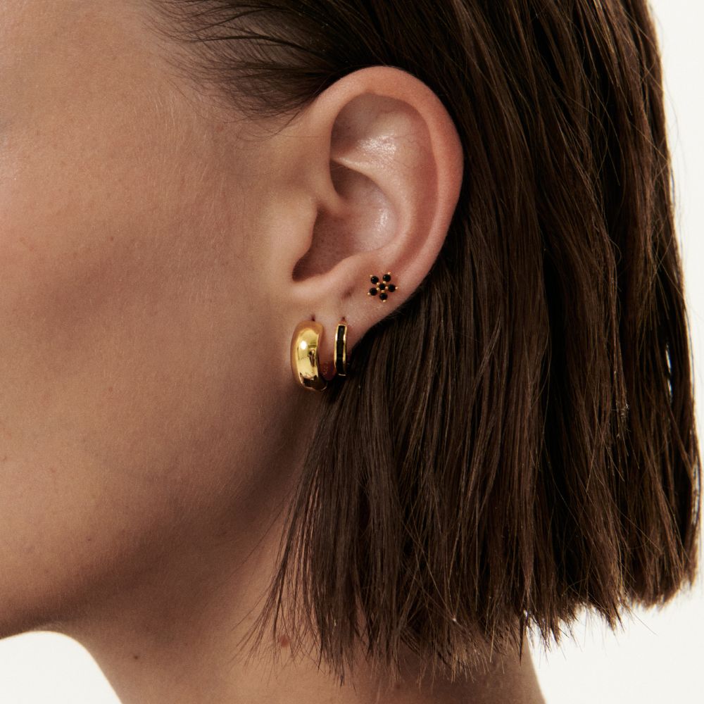 Women’s Hoop Earrings With Baguette-Shaped Stone Accents and Sleek Design