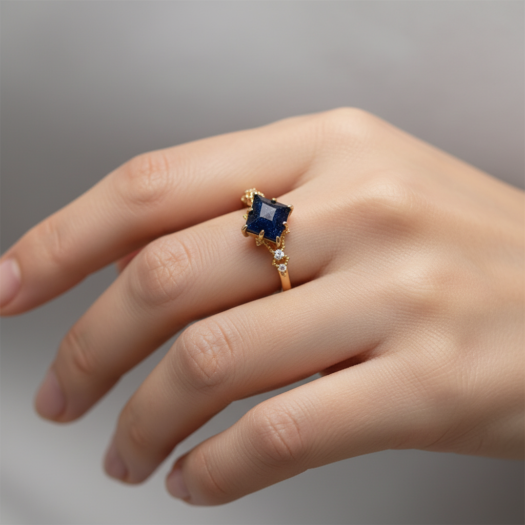 Nerisa – Dark night obsidian ring